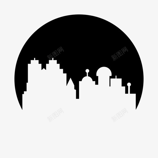 天际线建筑城市图标svg_新图网 https://ixintu.com 办公室 城市 城市圈形状 天际线 建筑