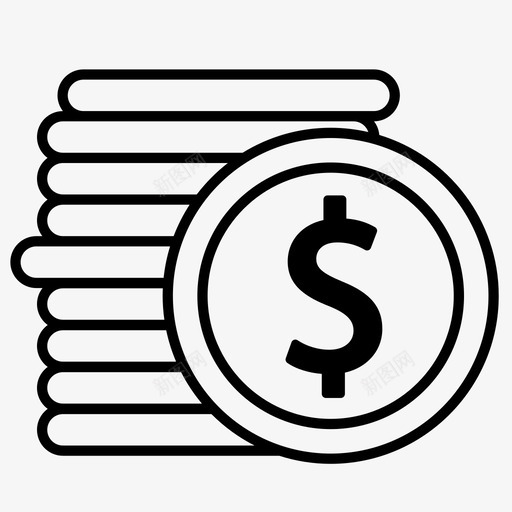 钱现金硬币堆图标svg_新图网 https://ixintu.com 现金 硬币 美元 金融