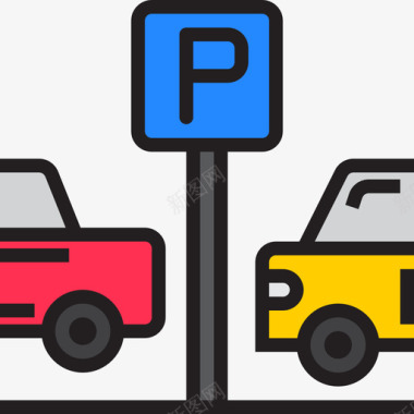 停车场导航15线性颜色图标图标