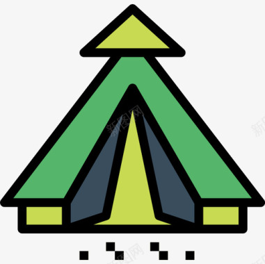 帐篷露营97线性颜色图标图标