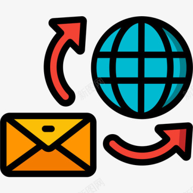 信件邮政服务5线颜色图标图标