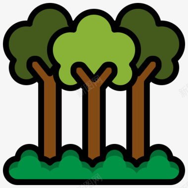 森林在村庄14线性颜色图标图标