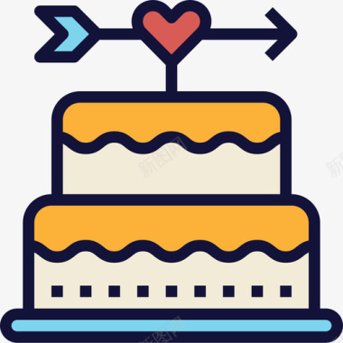 结婚蛋糕庆典14线性颜色图标图标