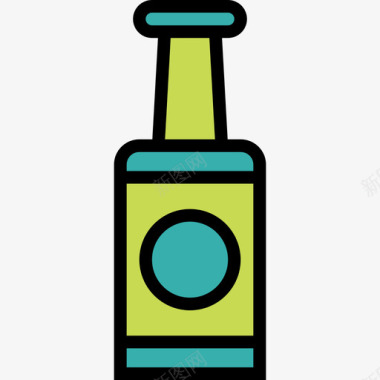 啤酒36号酒吧线性颜色图标图标