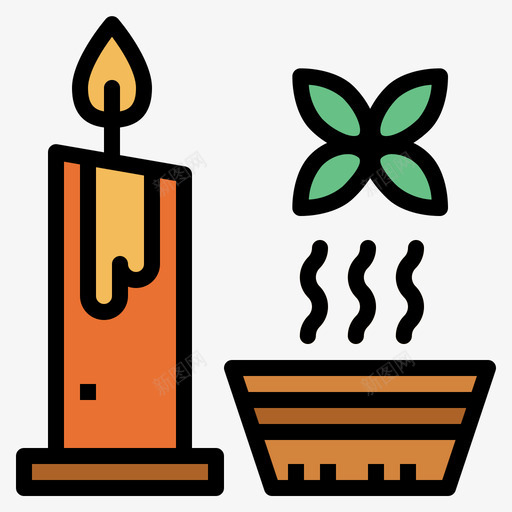蜡烛按摩和水疗3线性颜色图标svg_新图网 https://ixintu.com 按摩 水疗 线性 蜡烛 颜色