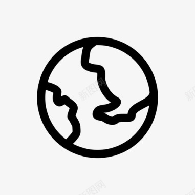行星地球地图和位置直线图标图标