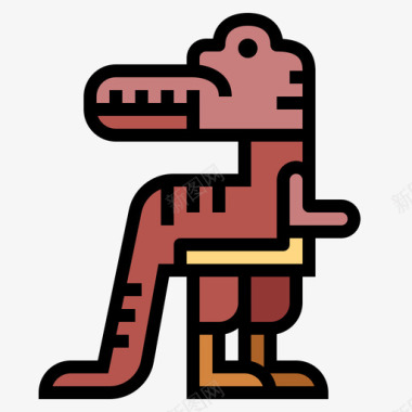 霸王龙恐龙7线形颜色图标图标