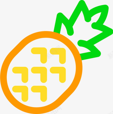 菠萝泰国18线形颜色图标图标