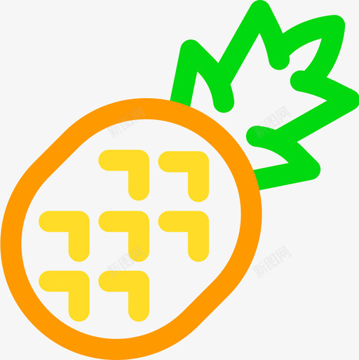菠萝泰国18线形颜色图标svg_新图网 https://ixintu.com 泰国18 线形颜色 菠萝