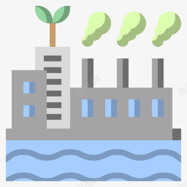 生态工厂可持续能源25平坦图标图标