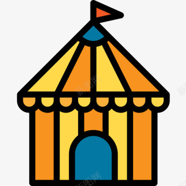 马戏团帐篷派对60线性颜色图标图标