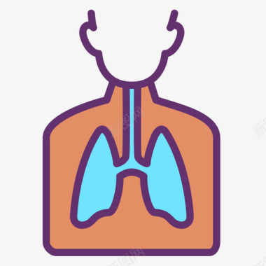 肺保健13线性颜色图标图标