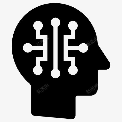 人工智能大脑数字图标svg_新图网 https://ixintu.com 人工智能 大脑 技术 数字