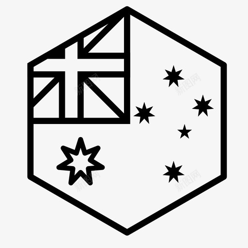 澳大利亚国旗国家世界图标svg_新图网 https://ixintu.com 世界 六边形 国家 国旗 澳大利亚 轮廓