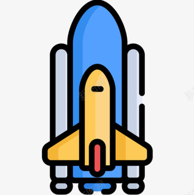 火箭未来技术16线性颜色图标图标