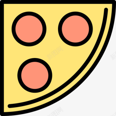 披萨食物116线性颜色图标图标