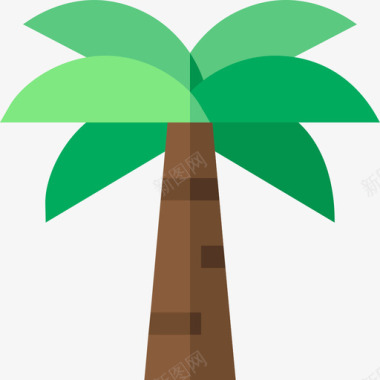 棕榈树花和植物3平坦图标图标