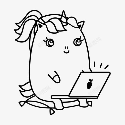 独角兽电脑可爱可爱的独角兽图标svg_新图网 https://ixintu.com 卡瓦 可爱 套装 爱的 独角 电脑 神话