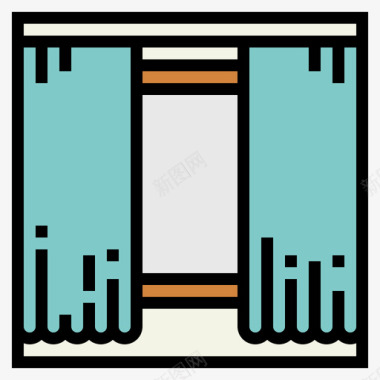 窗帘家具113线性颜色图标图标