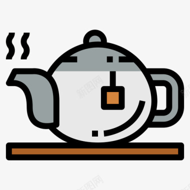茶壶按摩和水疗3线性颜色图标图标