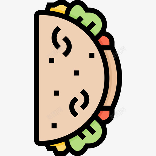 墨西哥玉米饼墨西哥符号线颜色图标svg_新图网 https://ixintu.com 墨西哥 玉米饼 符号 颜色
