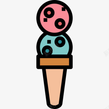 蛋卷冰淇淋18线形颜色图标图标