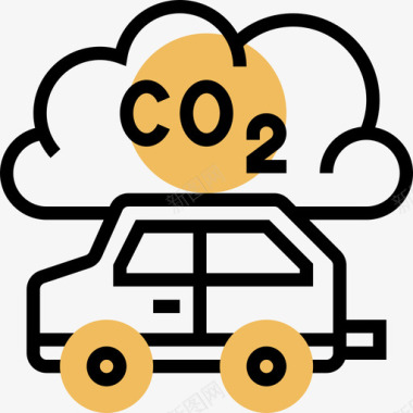 二氧化碳核5黄色阴影图标图标