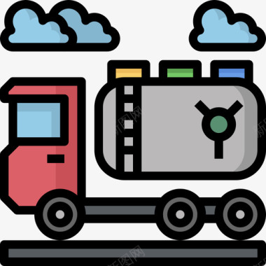 油罐车重型和电力工业3线性颜色图标图标