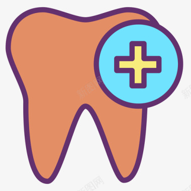 牙齿保健13线性颜色图标图标