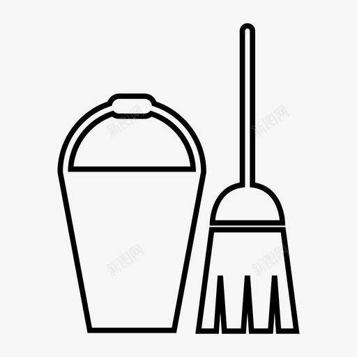 清洁水桶拖把图标svg_新图网 https://ixintu.com 卫生间 拖把 擦拭 水桶 清扫 清洁