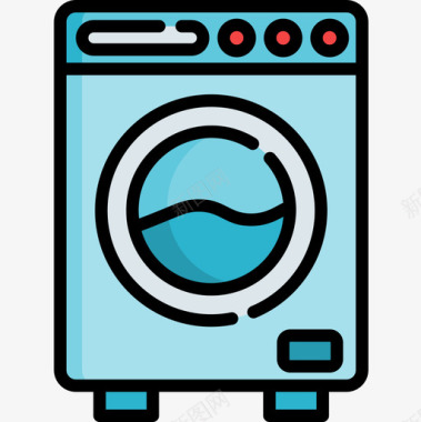 洗衣机智能家居15线性颜色图标图标