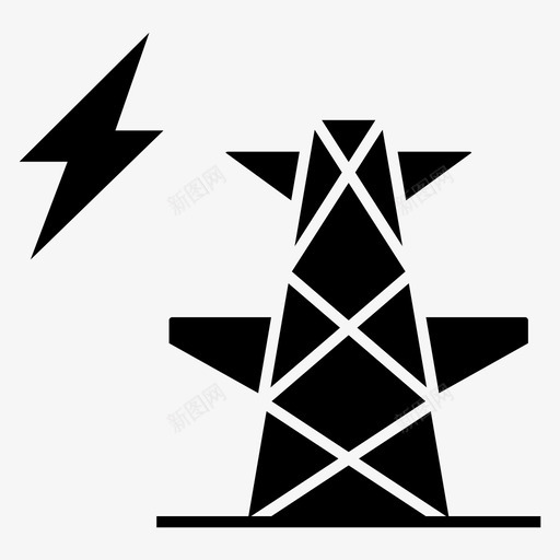 电杆电塔电线图标svg_新图网 https://ixintu.com 电塔 电杆 电线 能源 黑暗