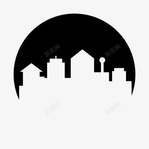 天际线建筑城市图标svg_新图网 https://ixintu.com 城市 城市圈形状 塔楼 天际线 市中心 建筑