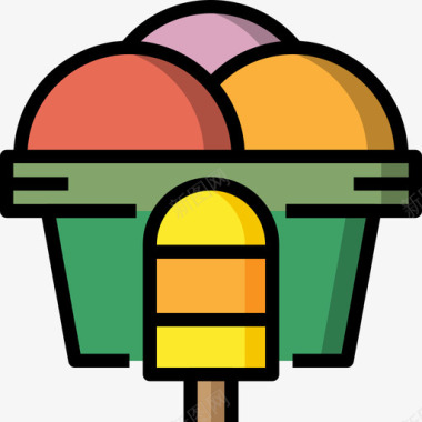 冰淇淋生日派对28线性颜色图标图标