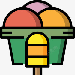 28生日冰淇淋生日派对28线性颜色图标高清图片