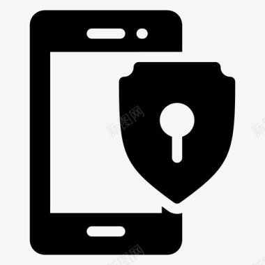 受保护的智能手机手机安全手机密码图标图标