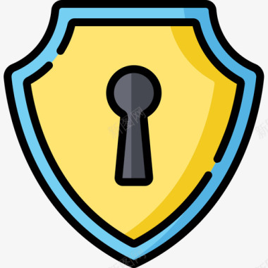 钥匙孔保护安全4线颜色图标图标