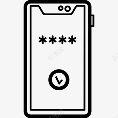 智能手机密码支票安全图标图标