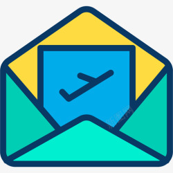 航空航空邮件旅行188线性颜色图标高清图片
