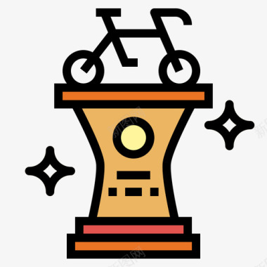 奖杯自行车2线性颜色图标图标