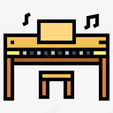 钢琴音乐77线性颜色图标图标