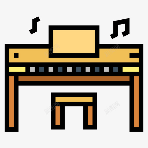 钢琴音乐77线性颜色图标svg_新图网 https://ixintu.com 线性颜色 钢琴 音乐77