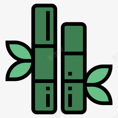 竹按摩和水疗3线性颜色图标图标