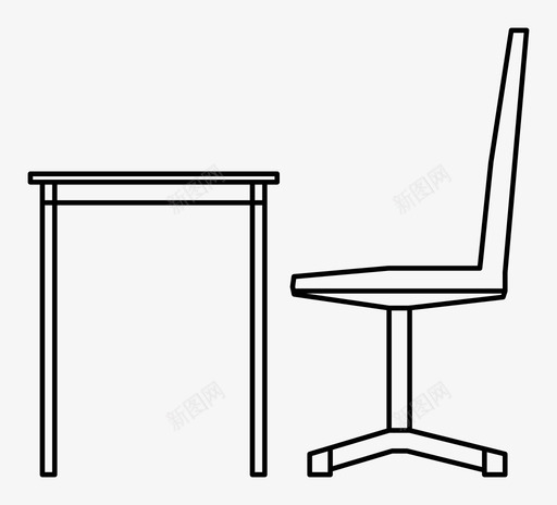 桌子椅子家具图标svg_新图网 https://ixintu.com 办公室 家具 工作 桌子 椅子