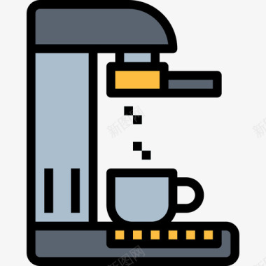 咖啡机电气设备2线性颜色图标图标
