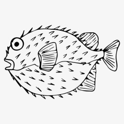 刺猬鱼鱼动物海洋图标高清图片