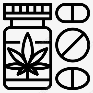 大麻药丸药物草药图标图标