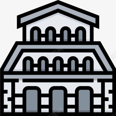 比萨大教堂10号地标线性颜色图标图标