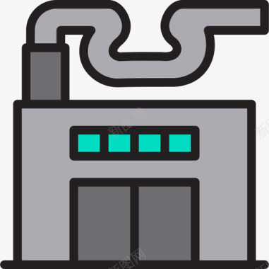 工厂房地产128线颜色图标图标