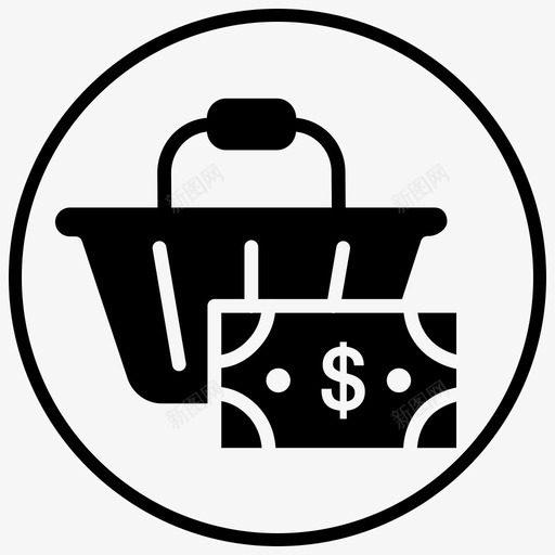 购物车现金网上购物图标svg_新图网 https://ixintu.com 支付 现金 网上购物 购物和电子商务1黑色填充 购物篮 购物车